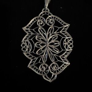 vintage Pierre Lang Ornate Silvertone Filigree Pendant